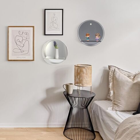 حافظة عرض تماثيل مستديرة من الأكريليك مثبتة على الحائط، منظم أرفف خزانة عرض من الزجاج الرمادي الشفاف للمقتنيات، صندوق عرض تخزين لأشكال البوب ​​الصغيرة المزخرفة، والأحجار الكريمة، والنباتات in Kuwait