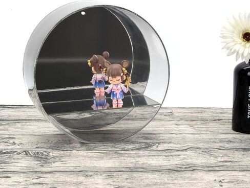 حافظة عرض تماثيل مستديرة من الأكريليك مثبتة على الحائط، منظم أرفف خزانة عرض من الزجاج الرمادي الشفاف للمقتنيات، صندوق عرض تخزين لأشكال البوب ​​الصغيرة المزخرفة، والأحجار الكريمة، والنباتات in Kuwait