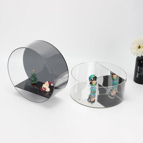 حافظة عرض تماثيل مستديرة من الأكريليك مثبتة على الحائط، منظم أرفف خزانة عرض من الزجاج الرمادي الشفاف للمقتنيات، صندوق عرض تخزين لأشكال البوب ​​الصغيرة المزخرفة، والأحجار الكريمة، والنباتات in Kuwait