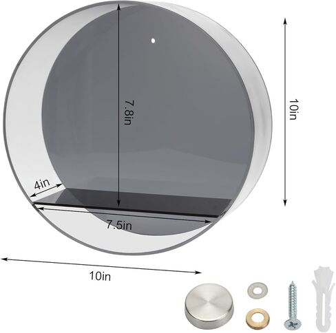 حافظة عرض تماثيل مستديرة من الأكريليك مثبتة على الحائط، منظم أرفف خزانة عرض من الزجاج الرمادي الشفاف للمقتنيات، صندوق عرض تخزين لأشكال البوب ​​الصغيرة المزخرفة، والأحجار الكريمة، والنباتات in Kuwait