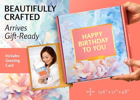 Birthday Gift Basket for Women - Happy Birthday Gift Basket For Her w/Memory Foam Pillow, Blanket, Candle, Socks, Journal, and Card - Curated Birthday Gift Set and Happy Birthday Gift Box for Women in Saudi Arabia