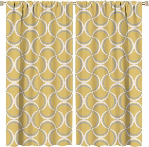 JESTRONRY Mid Century Blackout Curtains,Retro Square Design Modern Style Room Darkening Door Window Rod Pocket Curtain for Living Room Bedroom Kitchen Bathroom W42xL45in in Saudi Arabia