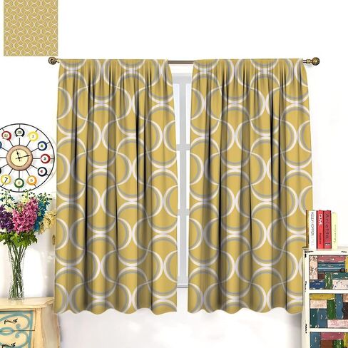 JESTRONRY Mid Century Blackout Curtains,Retro Square Design Modern Style Room Darkening Door Window Rod Pocket Curtain for Living Room Bedroom Kitchen Bathroom W42xL45in in Saudi Arabia