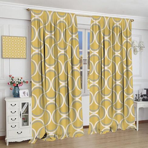 JESTRONRY Mid Century Blackout Curtains,Retro Square Design Modern Style Room Darkening Door Window Rod Pocket Curtain for Living Room Bedroom Kitchen Bathroom W42xL45in in Saudi Arabia