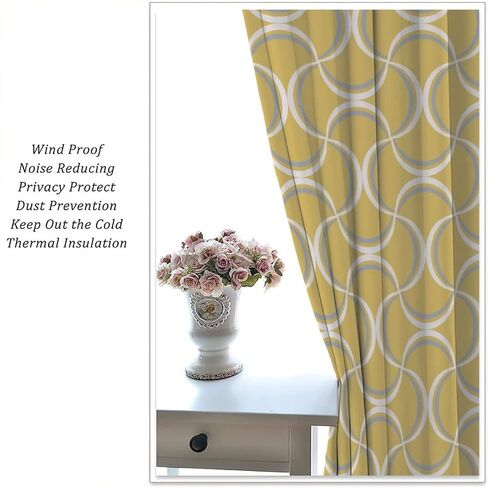 JESTRONRY Mid Century Blackout Curtains,Retro Square Design Modern Style Room Darkening Door Window Rod Pocket Curtain for Living Room Bedroom Kitchen Bathroom W42xL45in in Saudi Arabia