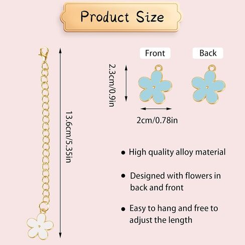 BLMHTWO 4 قطع زهور ستانلي ساحرة للمقبض سحر مقبض شخصي لكوب ستانلي 30 و40 أونصة، وردي أزرق أبيض أسود 12 سم/4.72 بوصة طول in Kuwait