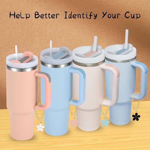 BLMHTWO 4 قطع زهور ستانلي ساحرة للمقبض سحر مقبض شخصي لكوب ستانلي 30 و40 أونصة، وردي أزرق أبيض أسود 12 سم/4.72 بوصة طول in Kuwait