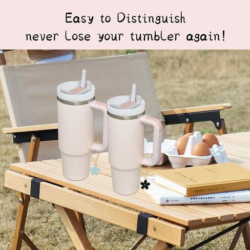 BLMHTWO 4 قطع زهور ستانلي ساحرة للمقبض سحر مقبض شخصي لكوب ستانلي 30 و40 أونصة، وردي أزرق أبيض أسود 12 سم/4.72 بوصة طول in Kuwait