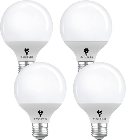 4 عبوات LED G25 لمبات فانيتي غلوب لمبات الإضاءة 6 وات - 3000 كلفن أبيض دافئ 60 وات يعادل 500 لومن E26 قاعدة 120 فولت - مصابيح إضاءة فانيتي لغرفة النوم والمطبخ (3000 كلفن - أبيض دافئ، 4 عبوات غير قابلة للتعتيم) in Saudi Arabia