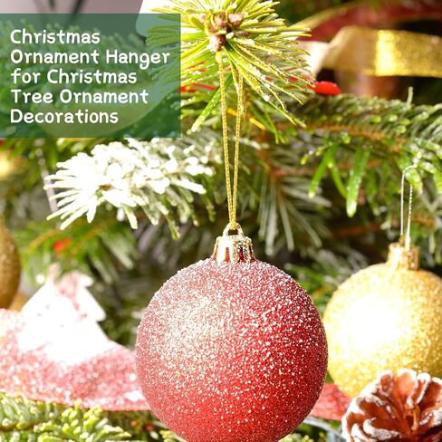 Geosar 400 Pcs Christmas Ornament Hanger Strings Christmas Ornament Hooks Ornament Hangers with Snap Gold Silver Christmas Ornament Hanging String Polyester Xmas Hanging Ropes for Christmas Tree Decor in Saudi Arabia