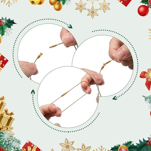 Geosar 400 Pcs Christmas Ornament Hanger Strings Christmas Ornament Hooks Ornament Hangers with Snap Gold Silver Christmas Ornament Hanging String Polyester Xmas Hanging Ropes for Christmas Tree Decor in Saudi Arabia