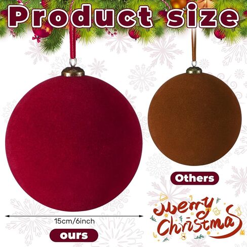 4 Pcs Velvet Christmas Balls 6 Inch Christmas Tree Decorations Christmas Ornaments Balls for Family Holiday Wedding Party Xmas Tree Hanging Decoration (Wine Red) in Saudi Arabia