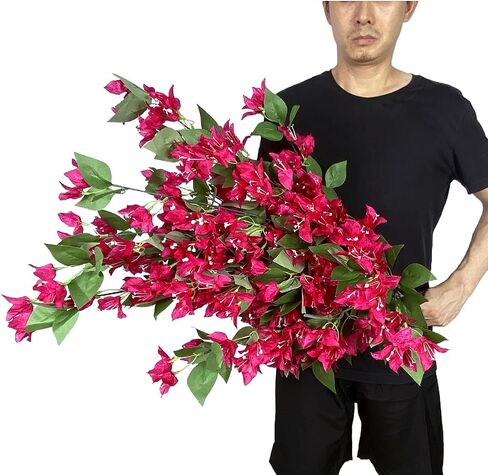 Artificial Bougainvillea Hanging Vines Faux Bush Bougainvillea Plants Flowers for Indoor Outdoor UV Resistant Home Vase Wall Porch Patio Balcony Garden Yard Basket Decor (Violet - Pack of 2) in Saudi Arabia
