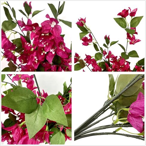 Artificial Bougainvillea Hanging Vines Faux Bush Bougainvillea Plants Flowers for Indoor Outdoor UV Resistant Home Vase Wall Porch Patio Balcony Garden Yard Basket Decor (Violet - Pack of 2) in Saudi Arabia