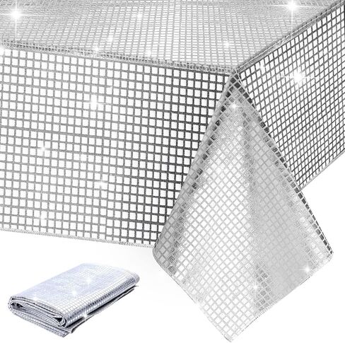 rtteri 54 × 105 بوصة ديسكو حزب الجدول القماش 70s ديسكو حزب الزينة لاس فيغاس حزب الزينة الفضة بريق ديسكو غطاء الطاولة ل70s ديسكو الرقص الهيب هوب حزب الزفاف المنزل الجدول الديكور in Kuwait