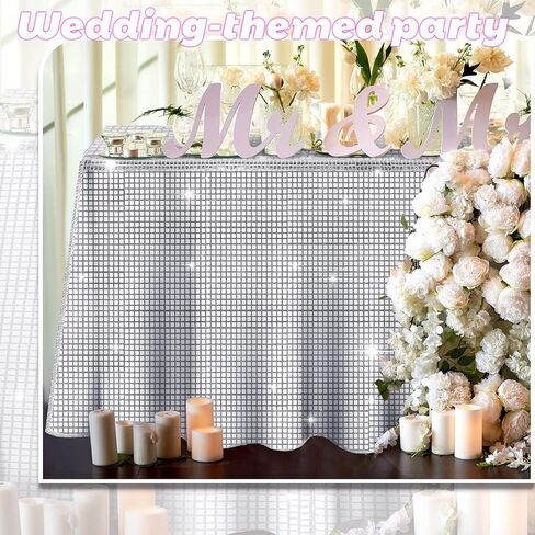 rtteri 54 × 105 بوصة ديسكو حزب الجدول القماش 70s ديسكو حزب الزينة لاس فيغاس حزب الزينة الفضة بريق ديسكو غطاء الطاولة ل70s ديسكو الرقص الهيب هوب حزب الزفاف المنزل الجدول الديكور in Kuwait