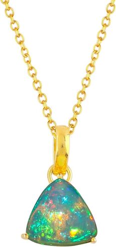 Natural Ethiopian Opal Gemstones Pendant Necklace, 925 Sterling Silver, Prong Setting, Opal Jewelry, Handmade Adjustable Birthstone Bridal Women Necklace in Saudi Arabia