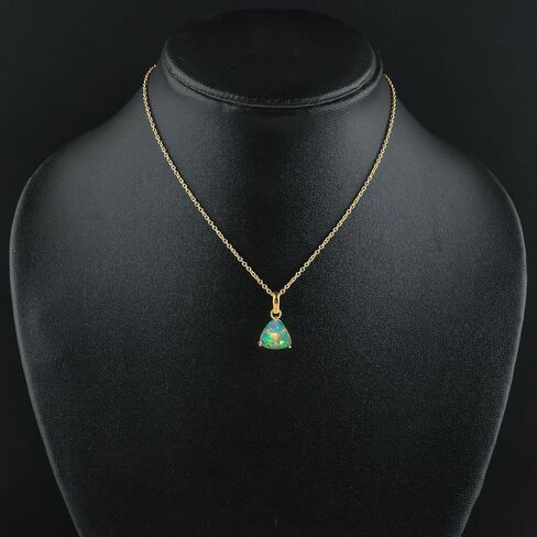 Natural Ethiopian Opal Gemstones Pendant Necklace, 925 Sterling Silver, Prong Setting, Opal Jewelry, Handmade Adjustable Birthstone Bridal Women Necklace in Saudi Arabia