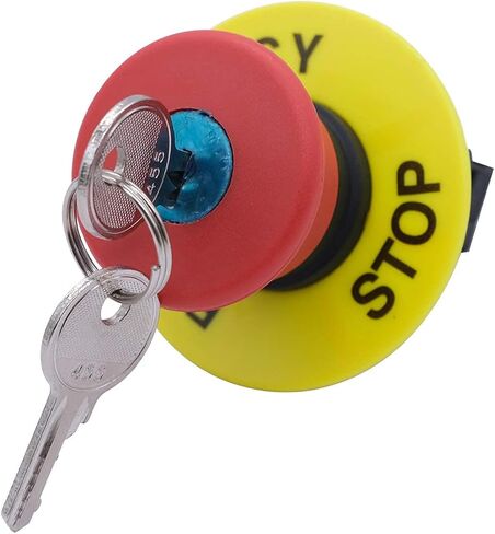 mxuteuk 1NC 22mm الفطر الأحمر إيقاف الطوارئ زر التبديل مفتاح إعادة تعيين التيار المتناوب 660 فولت 10A صندوق محطة التبديل، 1 سنة الضمان HB2-ES142-BOX-Y in Kuwait