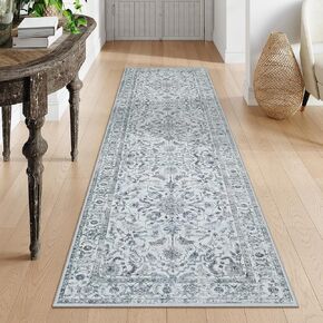 LIVEBOX 3x5 Area Rug, Non-Slip Machine Washable Rug, Sage Green Retro Kitchen Area Rugs Lightweight Floral Vintage Boho Rug for Entryway Bathroom Living Room