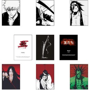 Ouroboros Art & Design - مغامرة Ichigo: Bleach Anime Art Gallery - ملصقات إصدار خاص من الرسوم المتحركة Bleach Manga Anime - 9 قطع - 300 جرام لكل متر مربع - 8x10 بوصة - غير مؤطرة in Kuwait