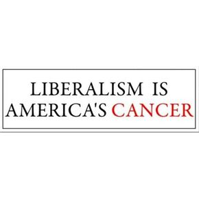 Liberalism is America's Cancer Bumper Sticker (Anti Welfare (3 x 9 inch)