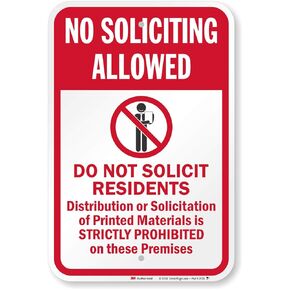 SmartSign "No Soliciting Allowed - Do Not Solicit Residents" Sign | 12" x 18" 3M Engineer Grade Reflective Aluminum