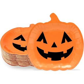 25 Count Pumpkin Paper Plates Fall Disposable Plates Pumpkin Shaped Disposable Plates Farmhouse Pumpkin Disposable Plates Orange Dinner Plates for Fall Thanksgiving Harvest Halloween Party Favors