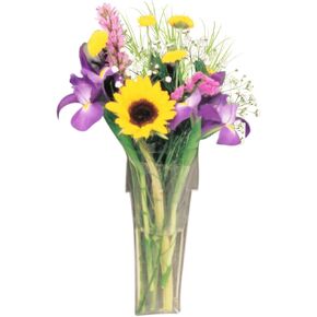 Gadjit Vinyl Window Vase Shaped Like a Flower Pot - Suctions to Windows and Mirrors, Holds Bouquet of Flower Stems and Water, Clear Flexible Vinyl