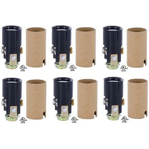 Creative Hobbies 10025 Candelabra Base Keyless Phenolic Socket, 1-1/2 Inch High Overall, 1/8 IP Female Mounting Bracket, Pack of 6