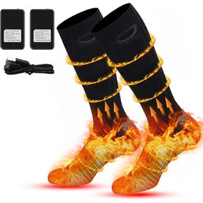 Heated Socks for Men Women, 4000mAh Rechargeable Heated Socks with 3 Heat Settings, Electric Heated Socks Foot Warmer Thermal Socks for Camping, Skiing, Hiking, Hunting, Winter Sports Outdoor & Indoor