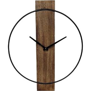 Clockswise 20" Decorative Extra Large Modern Brown Wall Clock with Black Metal Frame on Rectangular Wood Board