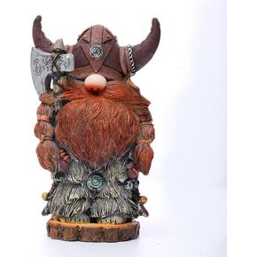 Viking Norse Gnome Statue Viking Warrior Minotaur Gnome Dwarf Resin Figurines, Indoor & Outdoor Decor, Home & Office Collectible Ornaments, Halloween, Unique Thanksgiving Gift, Men's Gift