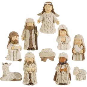 Raz Imports Winter Cottage 8.75 Inch Christmas Nativity Set 10 Piece Set