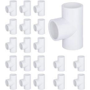 20-Packs 1/2 inch Tee PVC Fitting 3 Way Furniture Grade Pipe Elbow Connector for DIY PVC Shelf Greenhouse Pipe Fittings