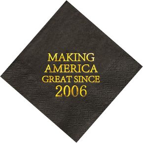 Crisky 18th Birthday Disposable Napkins Black and Gold Dessert Beverage Cocktail Cake Napkins 18th Birthday Decoration Party Supplies for Man, Making Great Since 2006, 50 Pack 4.9"x4.9" Folded
