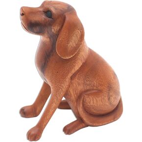 NOVICA Brown Wood Animal Themed Sculpture, Loyal Dog'