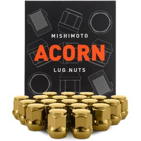 Mishimoto Steel Lug Nuts, M12x1.5, Acorn Seat, 20pc Set, Gold