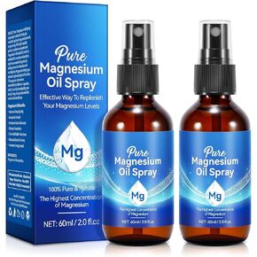 Magnesium Oil for Feet, Magnesium Spray, 100% Pure & Organic Natural Magnesium Oil Spray Glass Bottle, Easy to Absorb & Use, Magnesium Oil Spray for Feet,2pcs