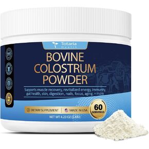 Bovine Colostrum Supplement Powder Calostro Bovino Para Adultos Organico 60 Servings Best Grass Fed Colostrum Supplements for Humans Gut ,Hair, Beauty, Muscle , & Immune - No Fillers, GMP Certified