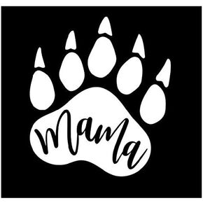 Mama Bear Paw Vinyl Decal | White | Made in USA by Foxtail Decals | for Car Windows, Tablets, Laptops, Water Bottles, etc. | 4.0 x 4.50 inch