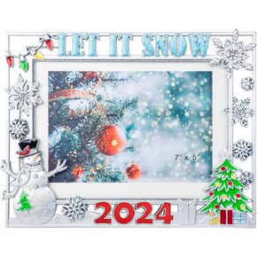 Picture Frame 5x7 Christmas Decorations Metal Photo Display Photo Frames with High Definition Glass Front Gift Ideas Tabletop Home Decorative (Red)