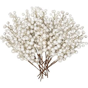 20 PCS Artificial Christmas Berry Picks, 8.7" Faux Berry Stems Spray with Glitter Paillette for DIY Crafts Wreath Garland Party Christmas Ornaments Décor