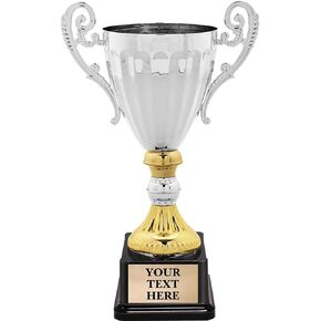13.5" Accolade Cup Trophy, Large Silver and Gold Cup Trophy Award, Engraving Included Prime