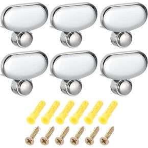 HARFINGTON Mirror Clips, 6Pcs for 3-5mm Thick Wall-Mounted Floating Glass Mirror Clips Bracket Holder for Frameless Mirror Walls Fixed Fitting (37mm Silver)