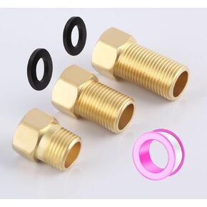 1/2" Male Female Adapter, 1/2 Inch Brass Hex Pipe Extension Fittings for Tub Spout/Shower, 1/2'' Male to 1/2'' Female Adapter of 30/40/50MM,Brass Pipe Fitting with Teflon Tape, Pack of 3