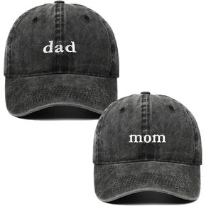 2PCS Dad and Mom Hats for Men Women, Funny Adjustable Cotton Embroidered New Parents Gifts Baseball