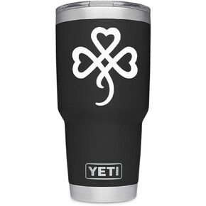 Shamrock heart design. Perfect Irish gift! Great for Yeti and RTic tumbler cups and mugs, iPhone cell phones, Macbook Laptops, car and truck windows and more! (White, 3")
