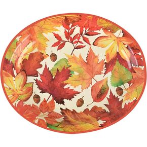 50 Pcs Fall Leaves Oval Paper Plates Thanksgiving Disposable Party Plates Autumn Dinner 10" X 12" Dinner Serving Dish Platters for Harvest Give Thanks Party Tableware Supplies