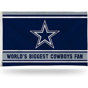 Rico Industries NFL Dallas Cowboys World's Biggest Fan 3' x 5' Banner Flag 3' x 5' Banner Flag Single Sided - Indoor or Outdoor - Home Décor